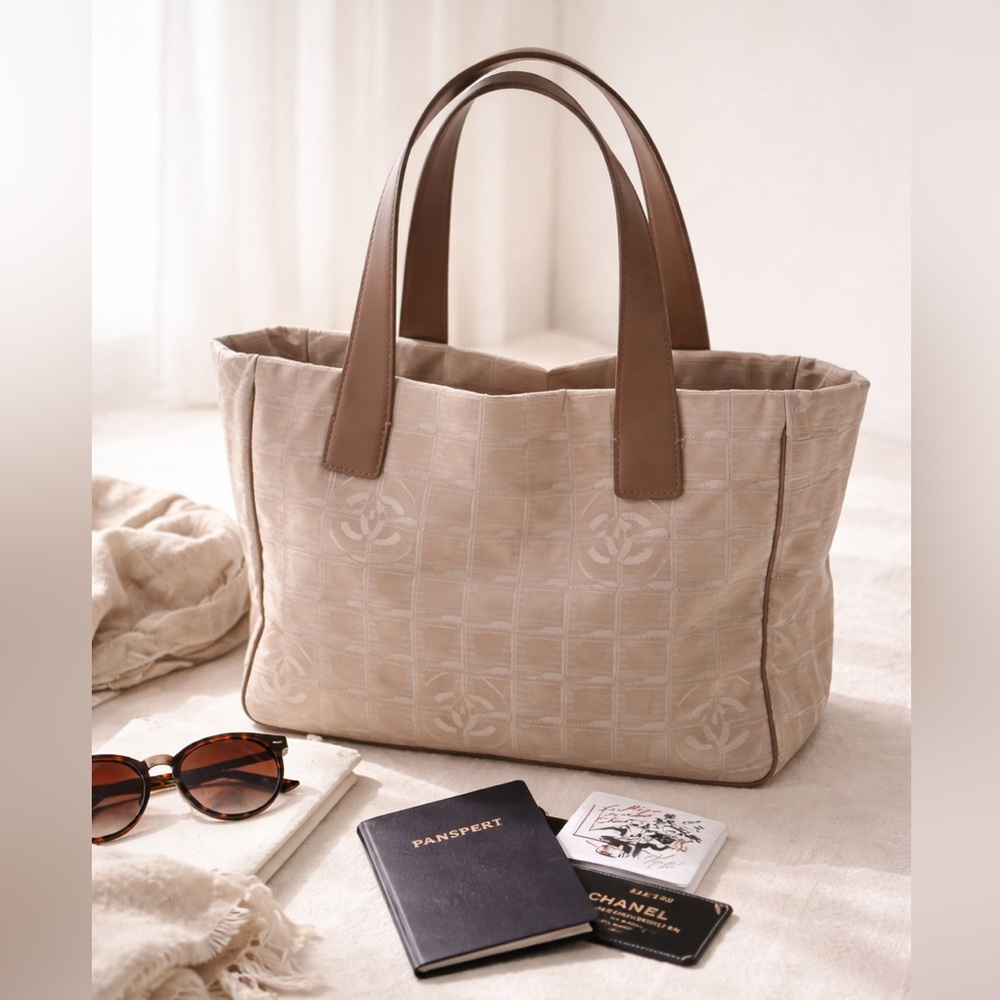 Vintage Chanel CC Jacquard Tote – Neutral Travel Line - Picture 11 of 11